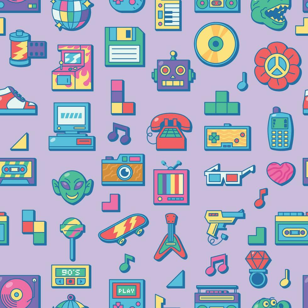 Linier Horizontal Nineties Pop Culture Seamless Paterns vector
