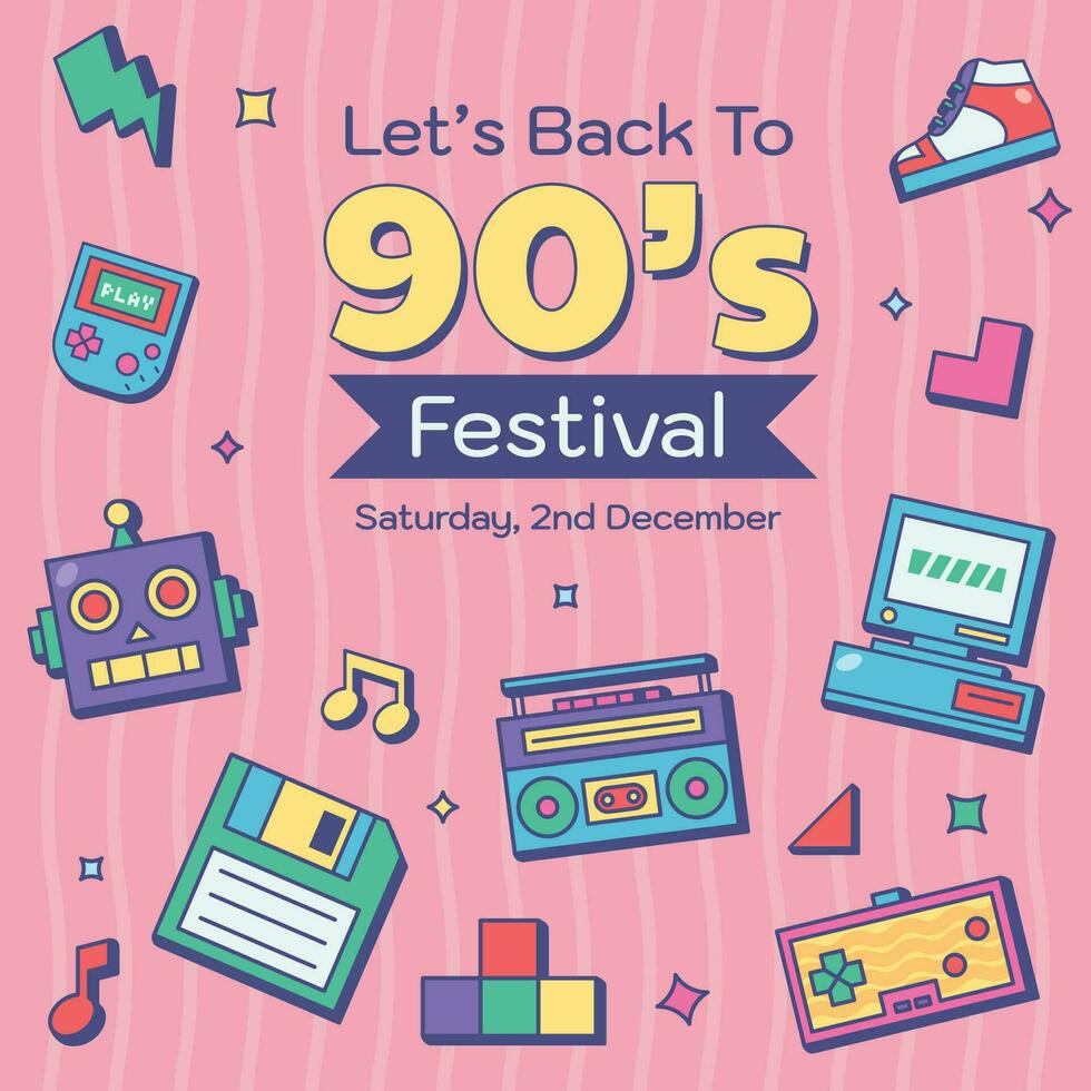 Back To Nineties Nostalgic Festival vector