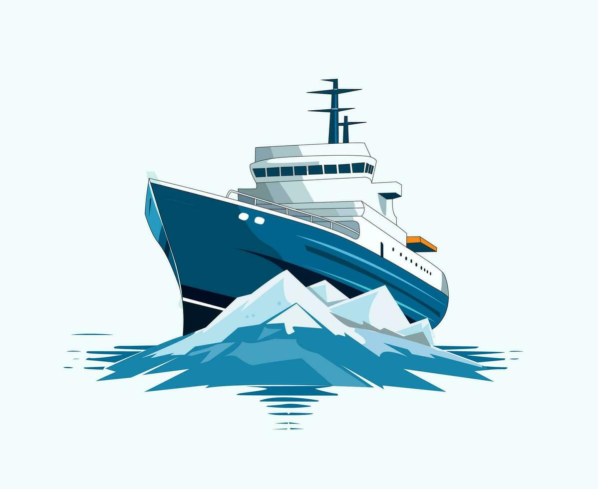 Navy ship on sea vector illustration manually created