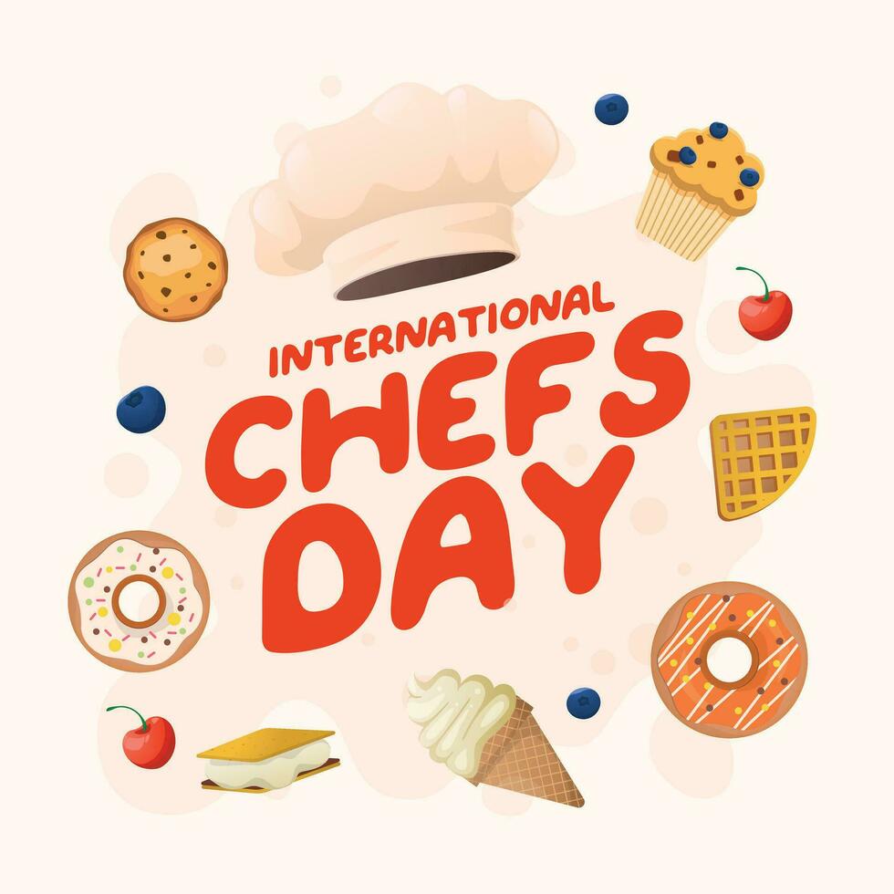 International Chefs Day design template good for celebration usage. chef hat vector image. flat design. vector eps 10.