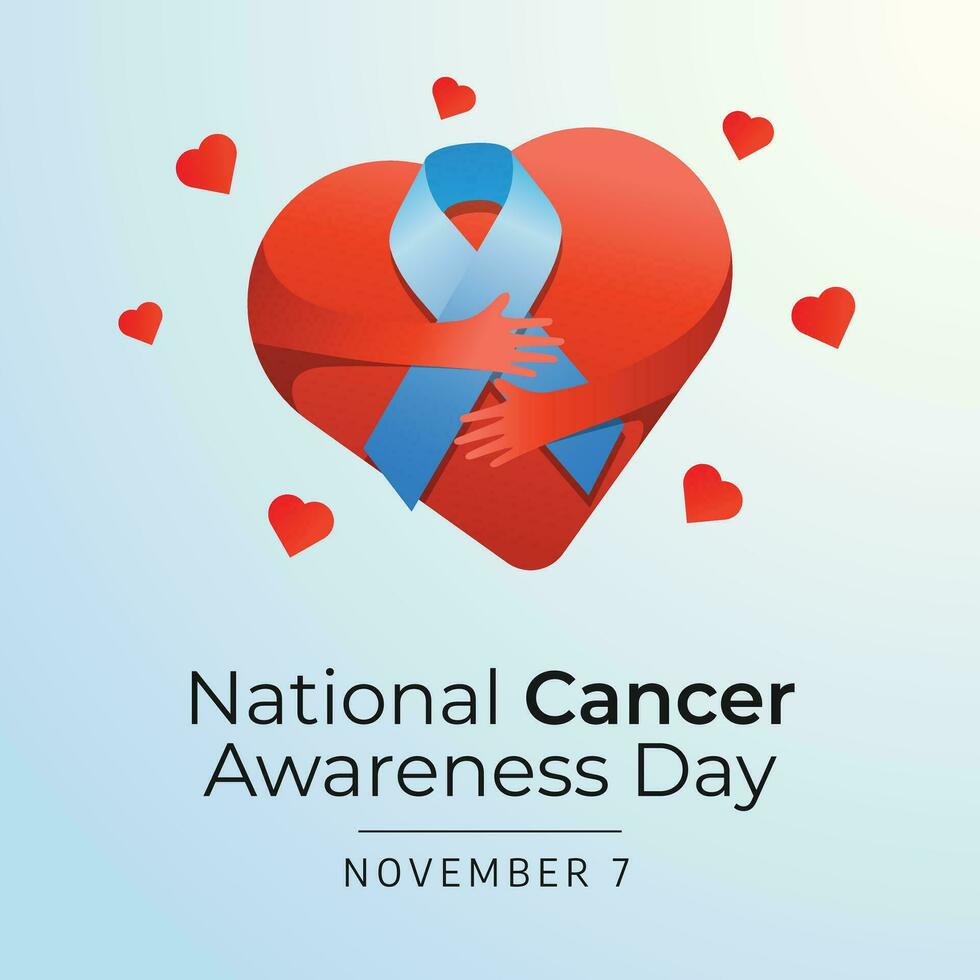 National Cancer Awareness Day design template good for celebration usage. blue ribbon. cancer awareness ribbon. vector eps 10. flat design.