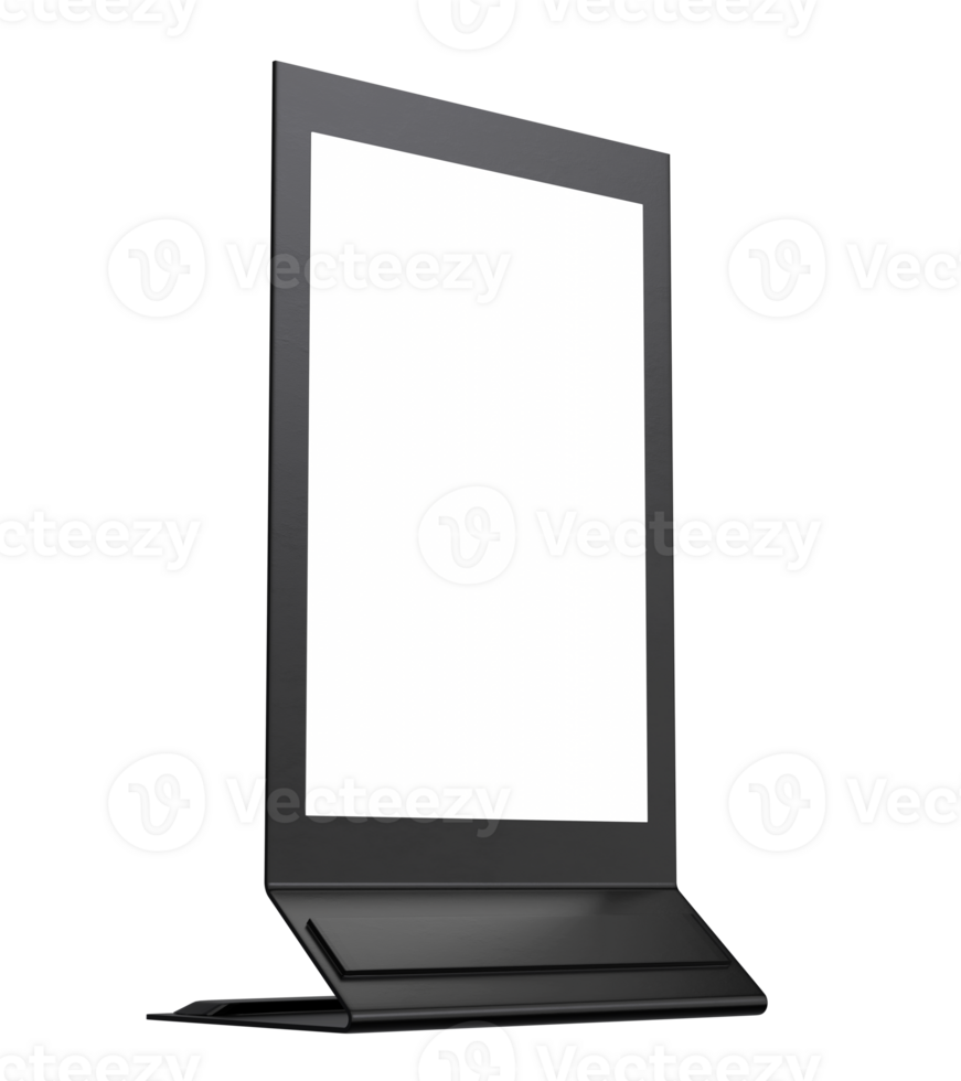 Blank advertisement signs. mockup of street store template signboard , Metal cafe restaurant bar plastic badge black white, 3D illustration. png