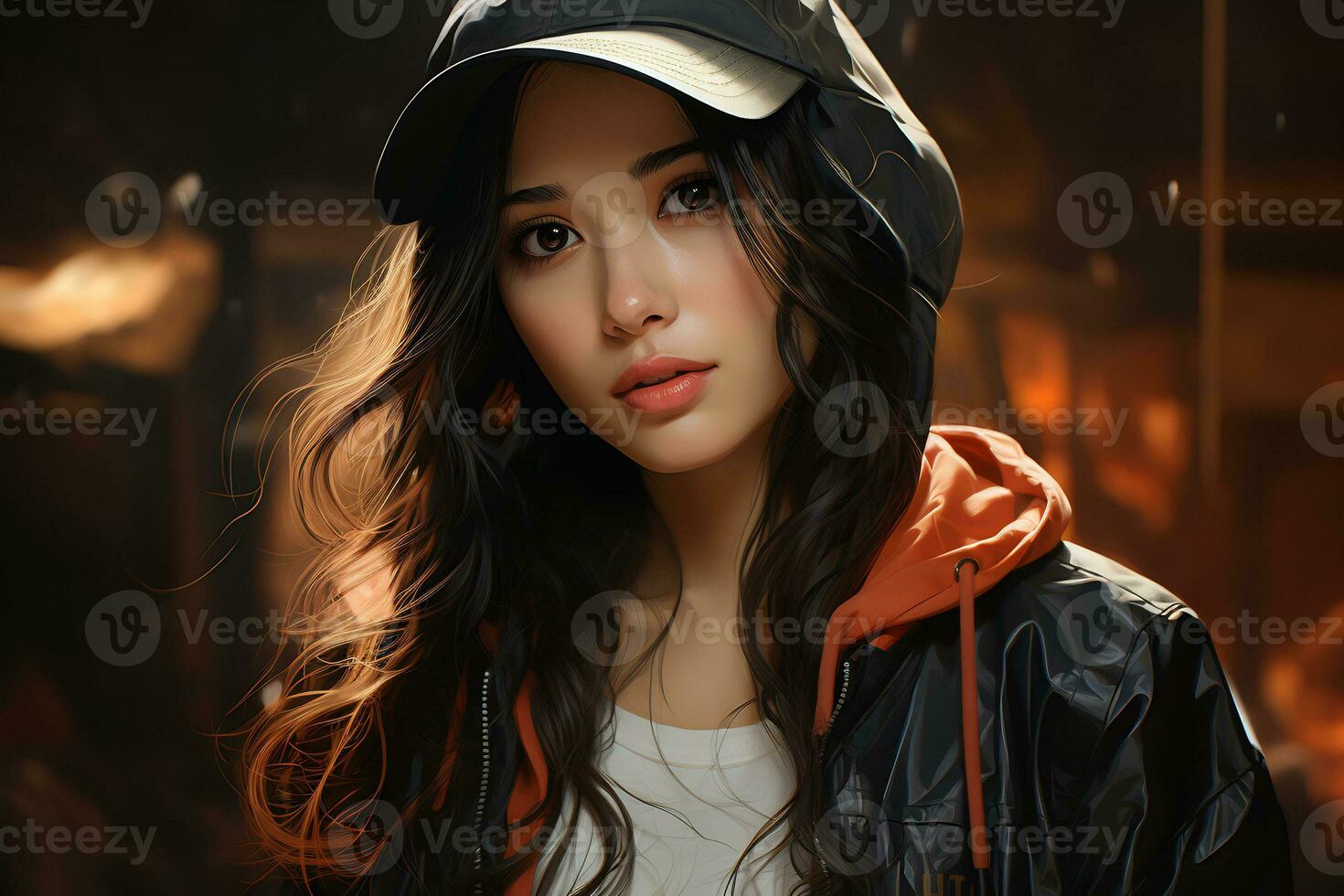 An beautiful asian baseball girl figure in casual outfit AI Generative photo