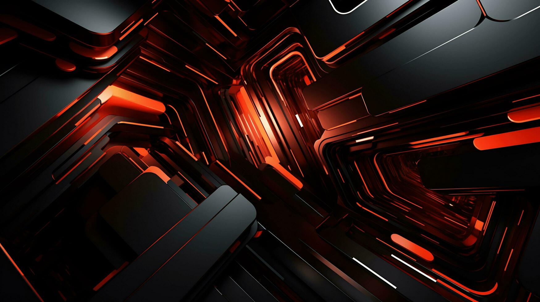 Black orange red 3d abstract wallpaper AI Generative photo