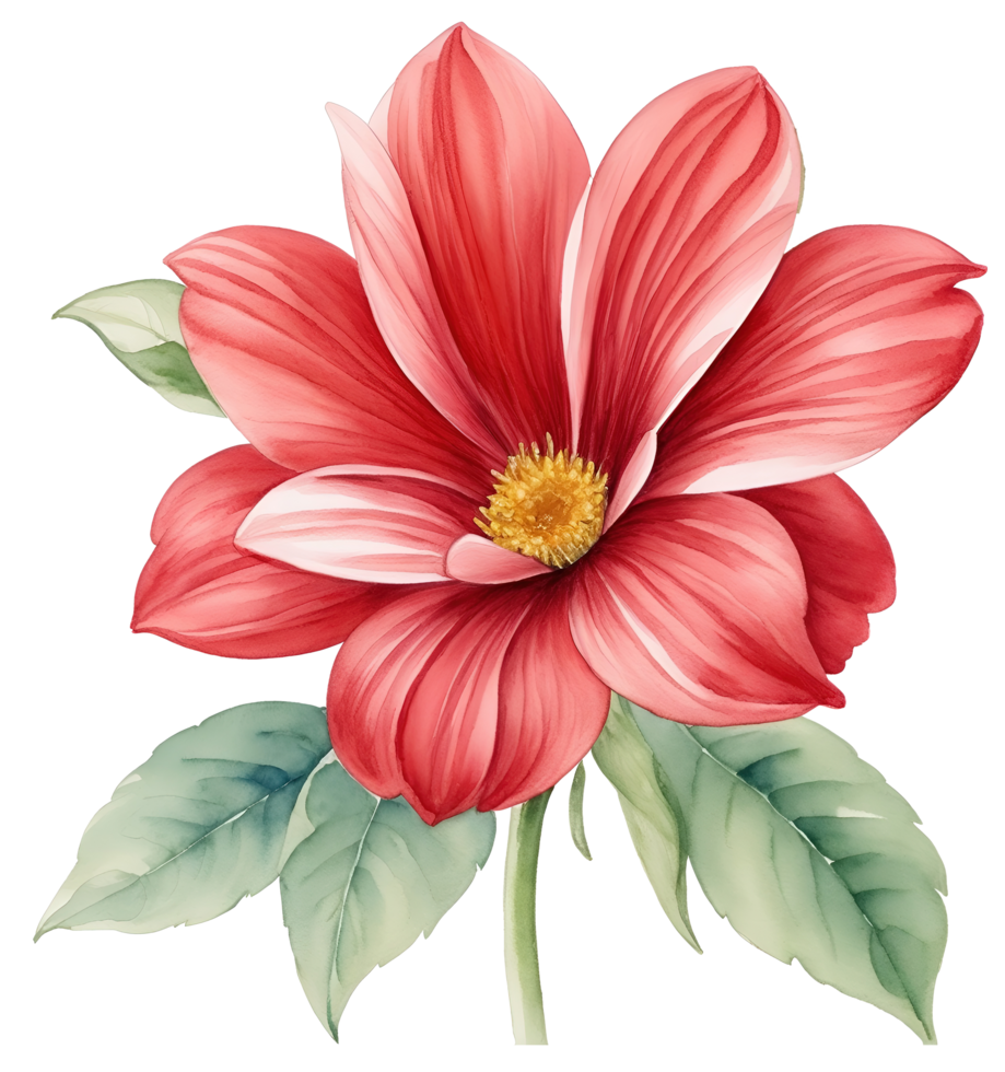 Watercolor vintage flower clip art isolated. AI Generative png