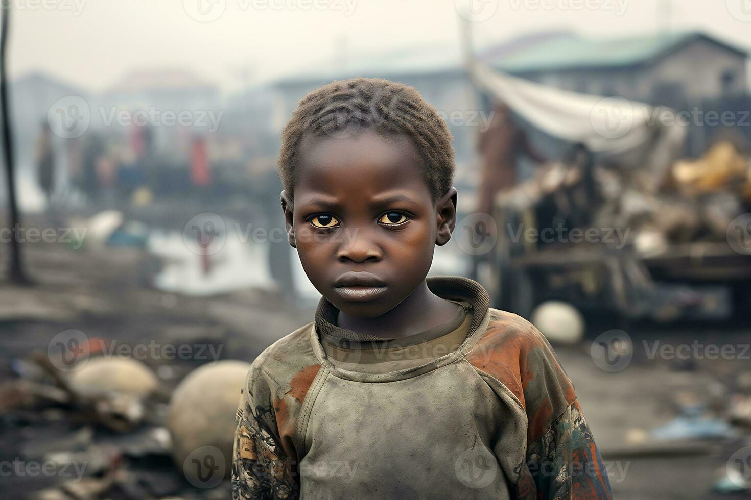 AI Generative Images of a child depicting social inequality in society photo