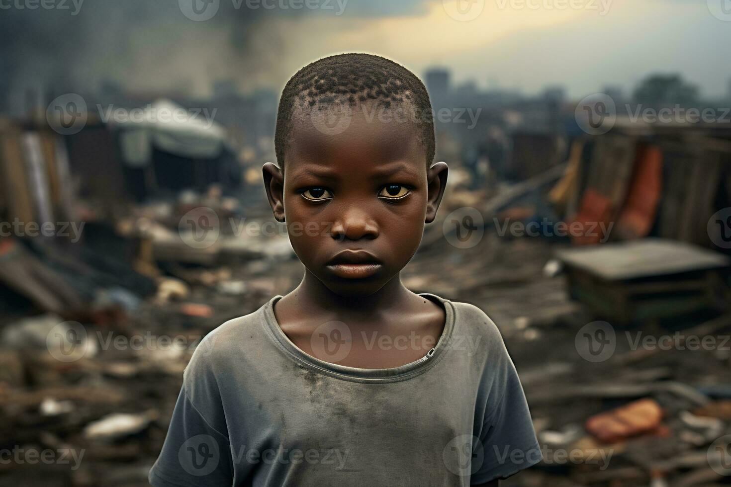 AI Generative Images of a child depicting social inequality in society photo