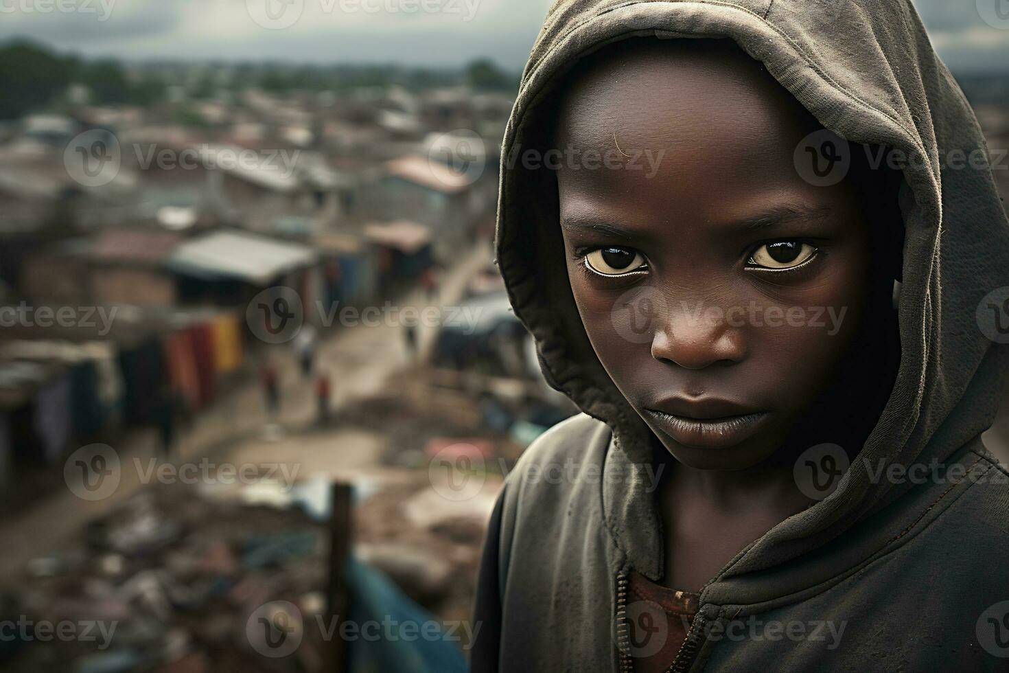 AI Generative Images of a child depicting social inequality in society photo