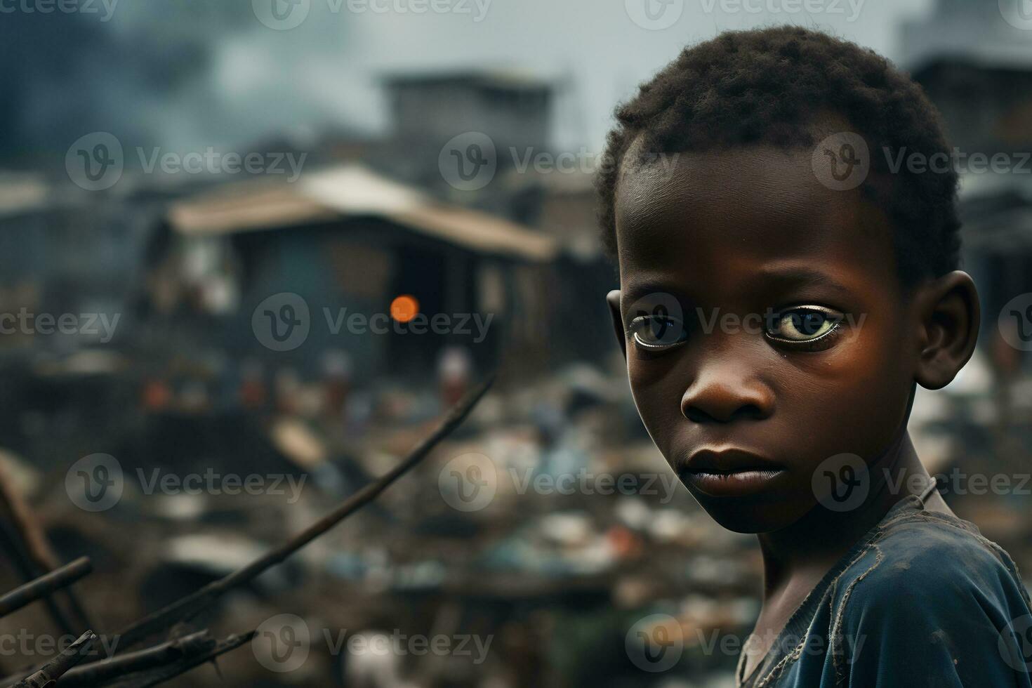 AI Generative Images of a child depicting social inequality in society photo