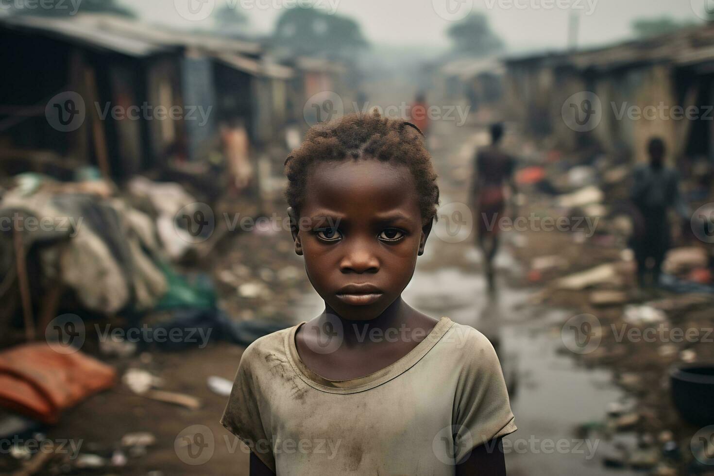 AI Generative Images of a child depicting social inequality in society photo