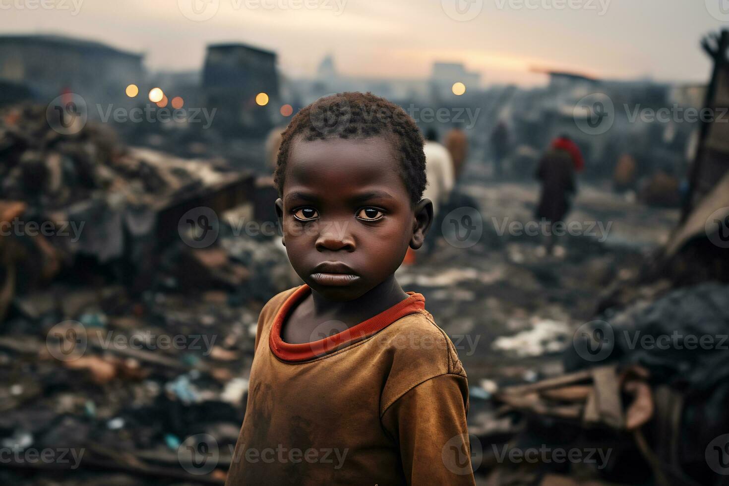 AI Generative Images of a child depicting social inequality in society photo