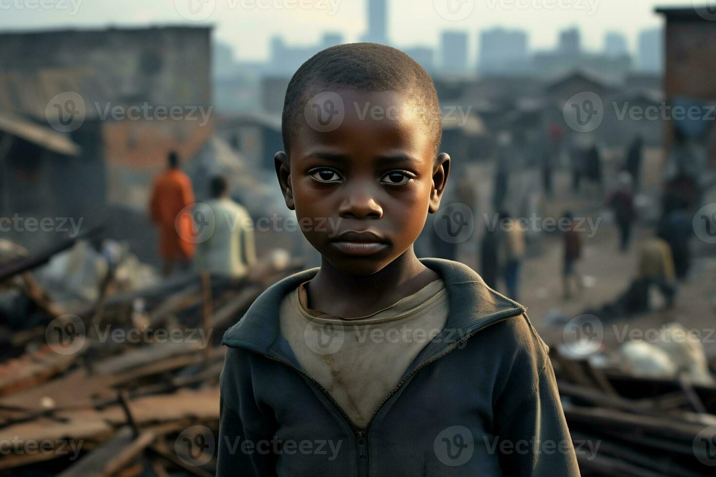 AI Generative Images of a child depicting social inequality in society photo