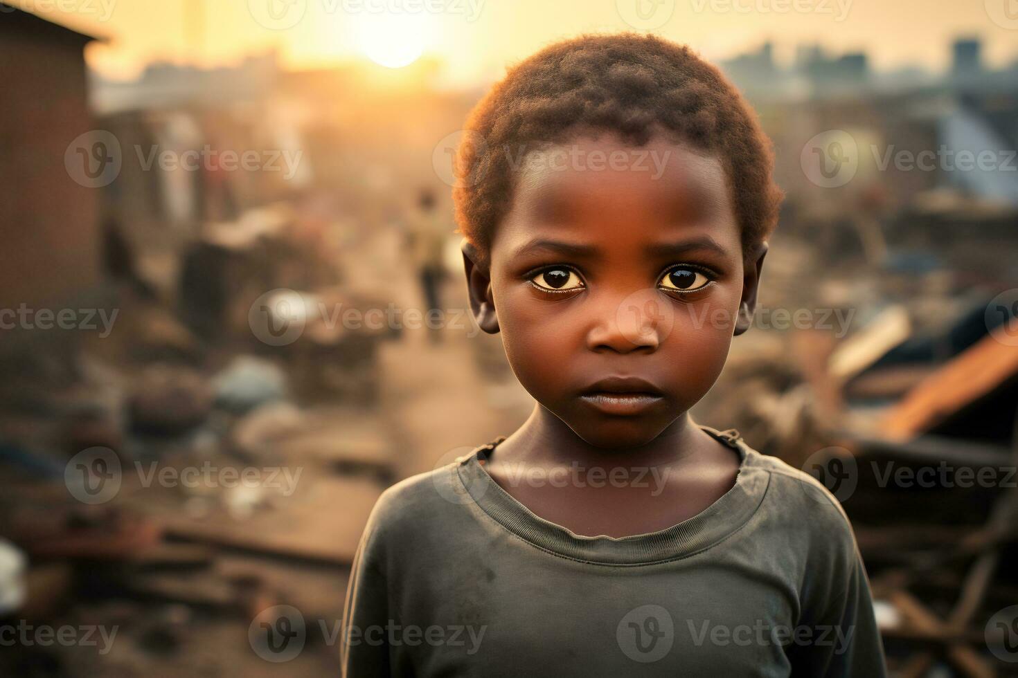 AI Generative Images of a child depicting social inequality in society photo