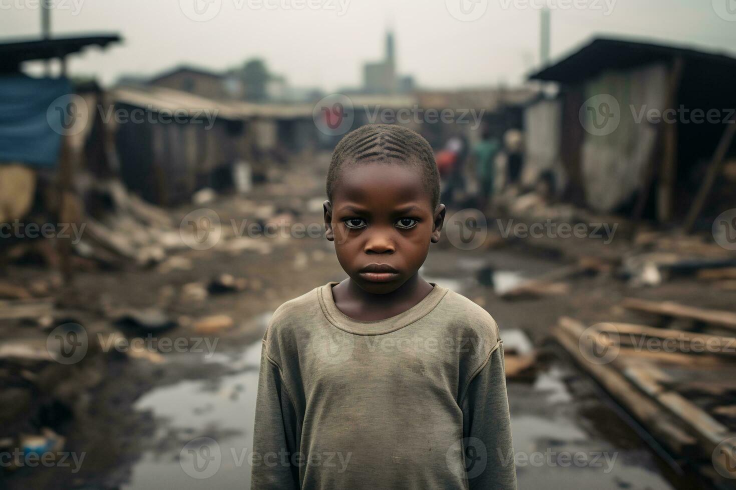 AI Generative Images of a child depicting social inequality in society photo