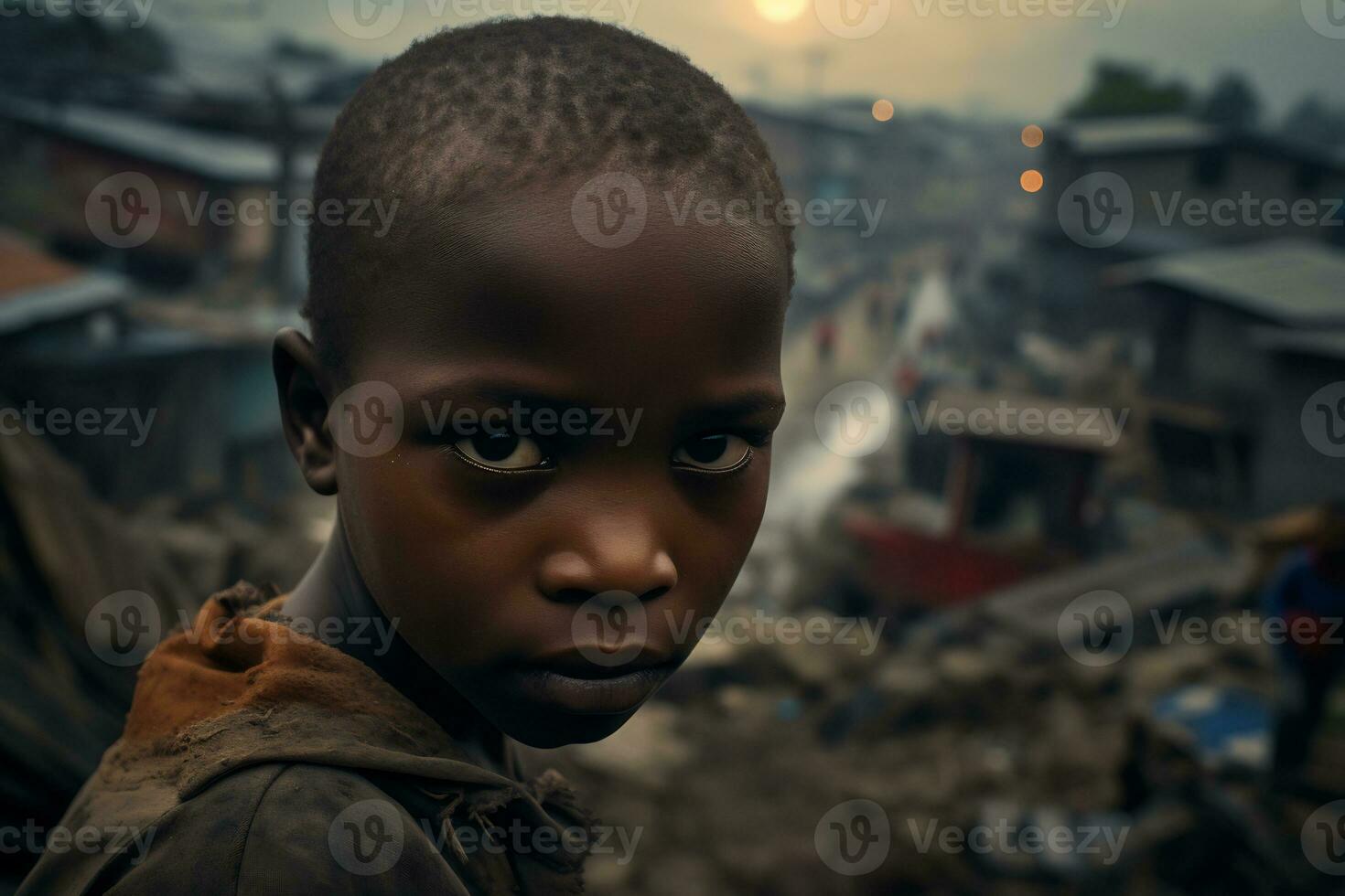 AI Generative Images of a child depicting social inequality in society photo