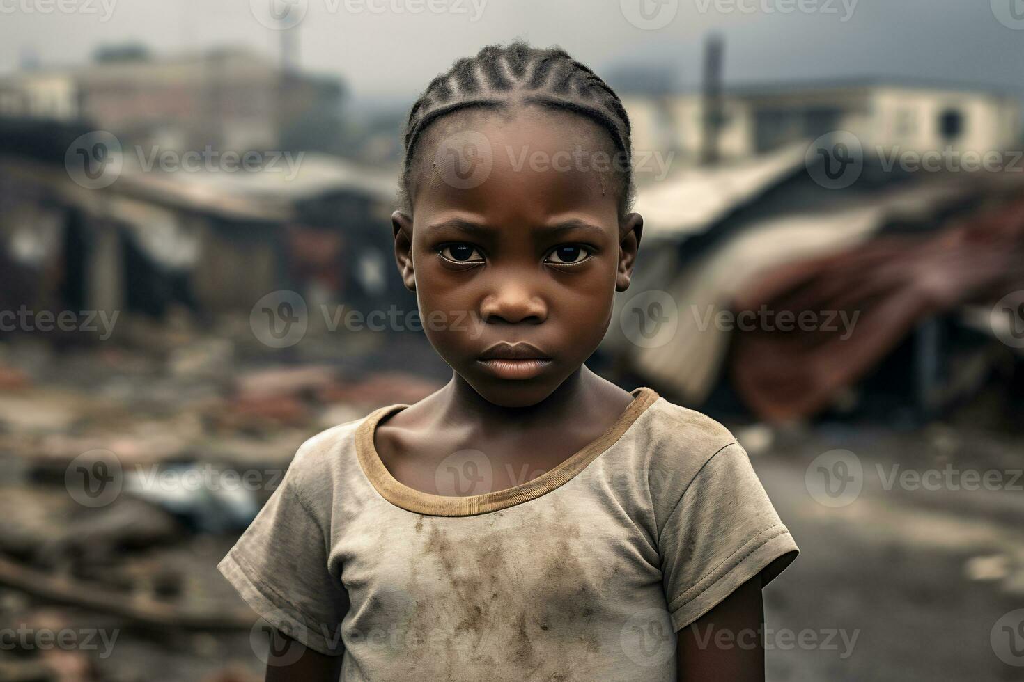 AI Generative Images of a child depicting social inequality in society photo