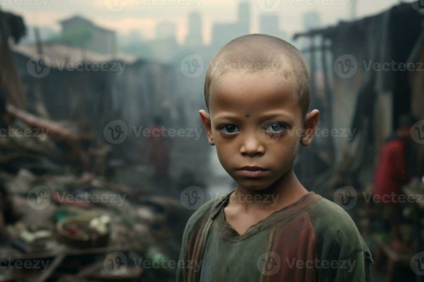 AI Generative Images of a child depicting social inequality in society photo