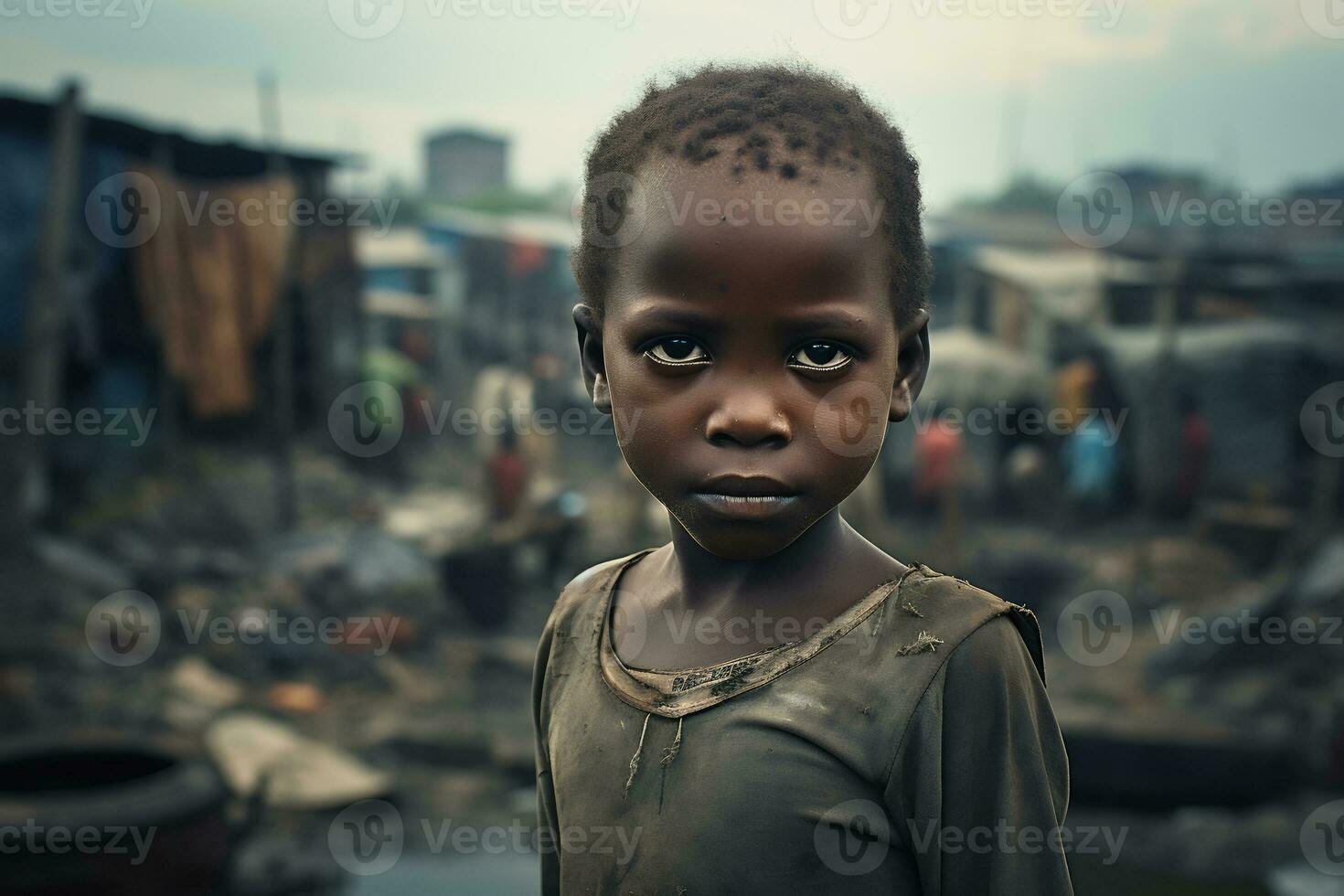 ai generativo imágenes de un niño representando social desigualdad en sociedad foto