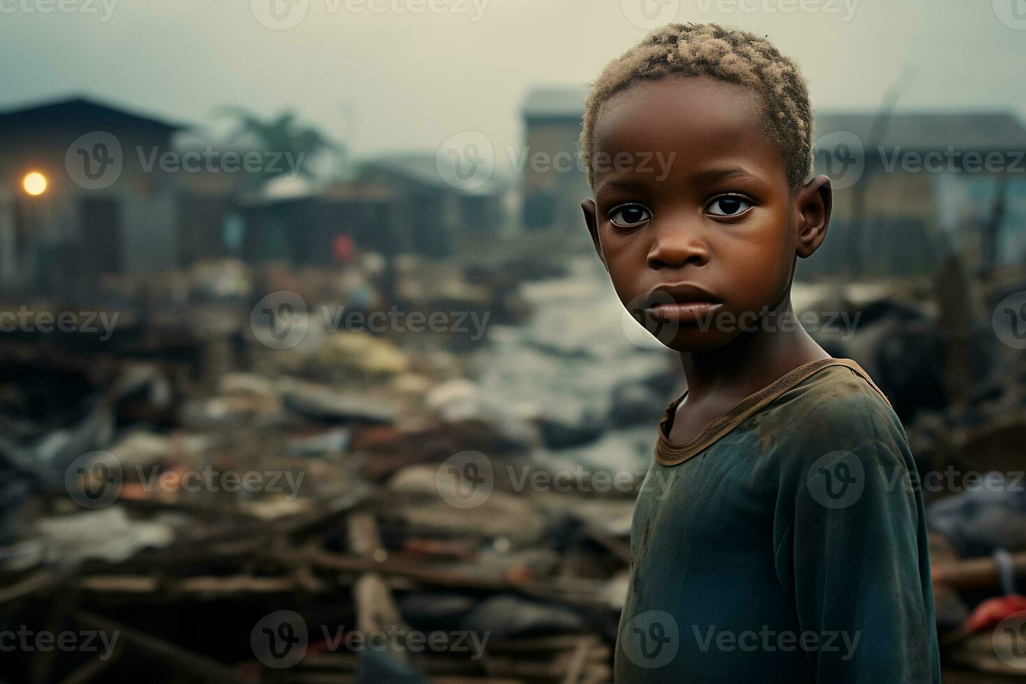 AI Generative Images of a child depicting social inequality in society photo