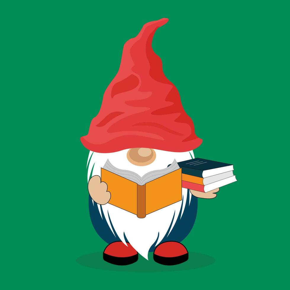 Cartoon gnome reading a book vector clipart 30756475 Vector Art at Vecteezy