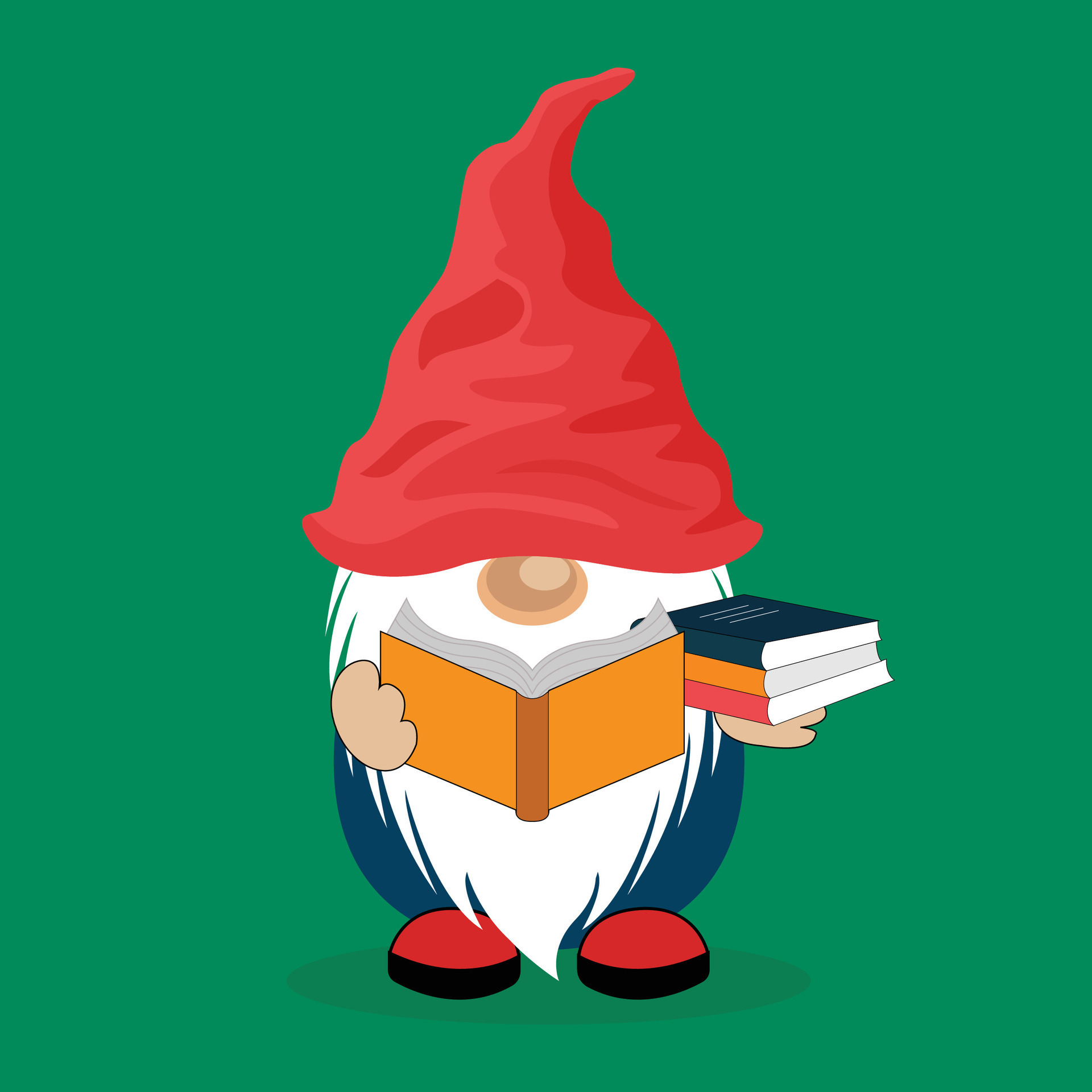 Cartoon gnome reading a book vector clipart 30756475 Vector Art at Vecteezy