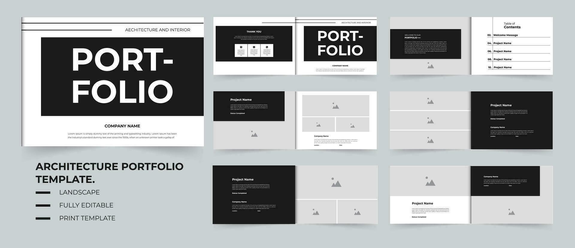 Project portfolio or Architecture portfolio template design in creative layout vector