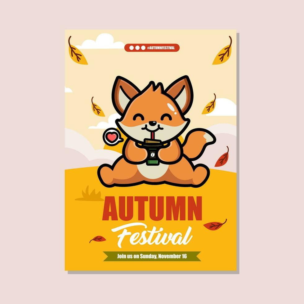 Autumn festival celebration vertical invitation template vector
