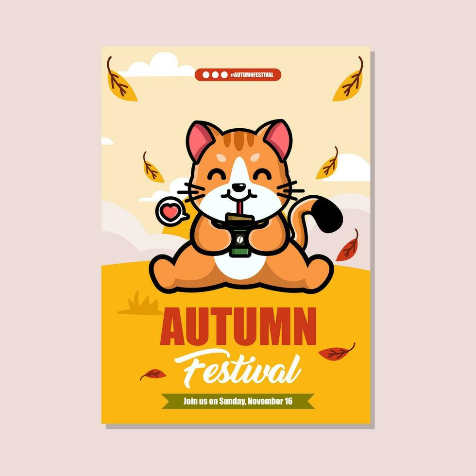 Autumn festival celebration vertical invitation template vector