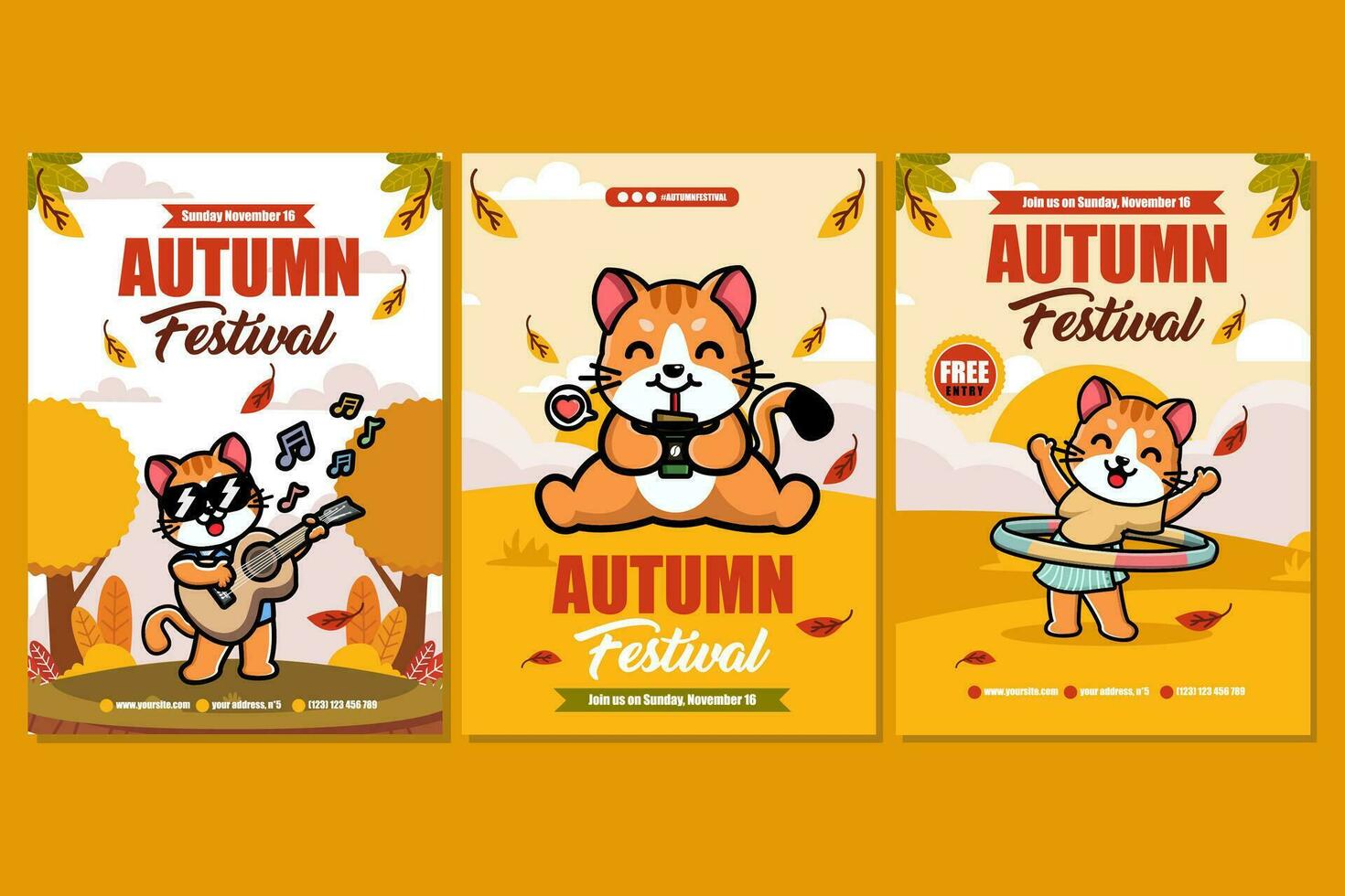 Autumn festival vertical banners set vector