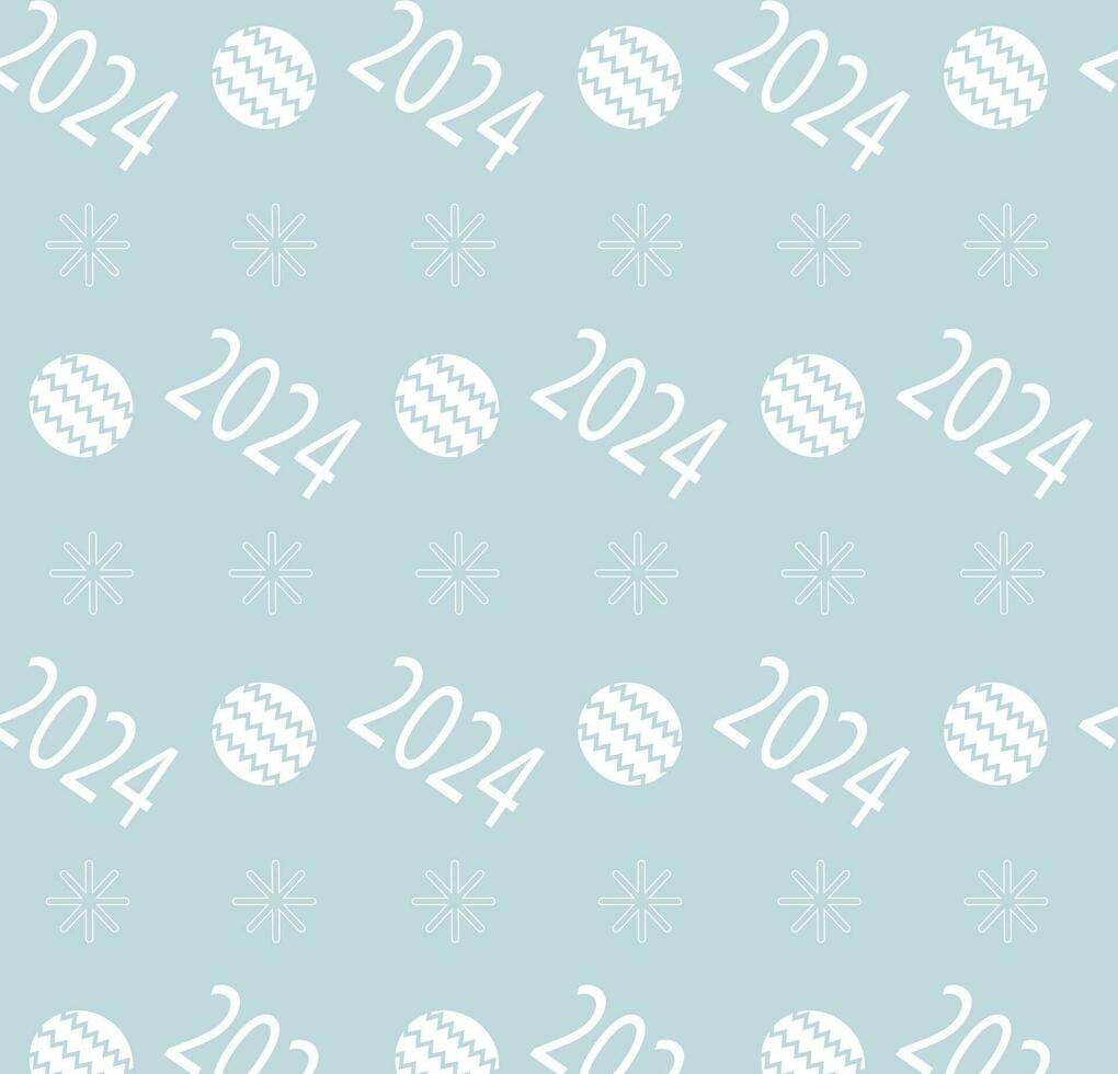 Symbols of the New Year 2024 in retro style seamless pattern. Vector EPS10