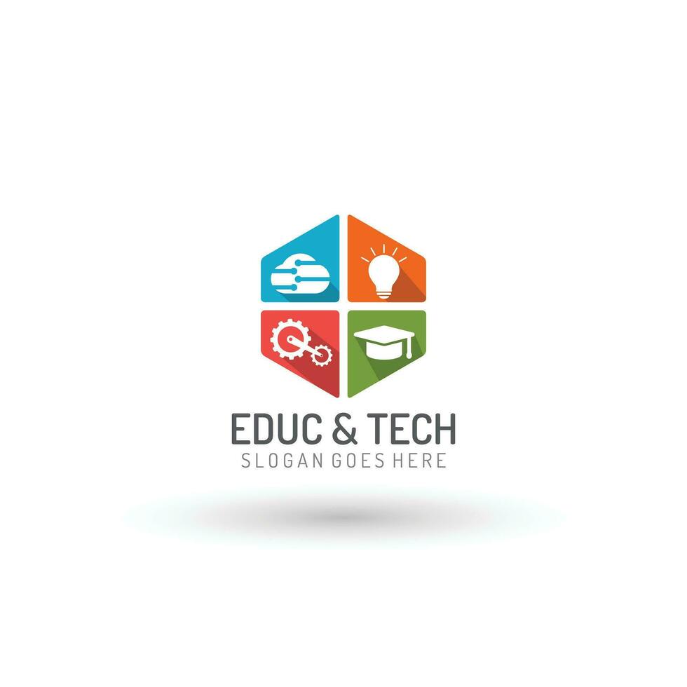 educación y tecnología logo plantilla, resumen logo diseño, creativo logo modelo vector