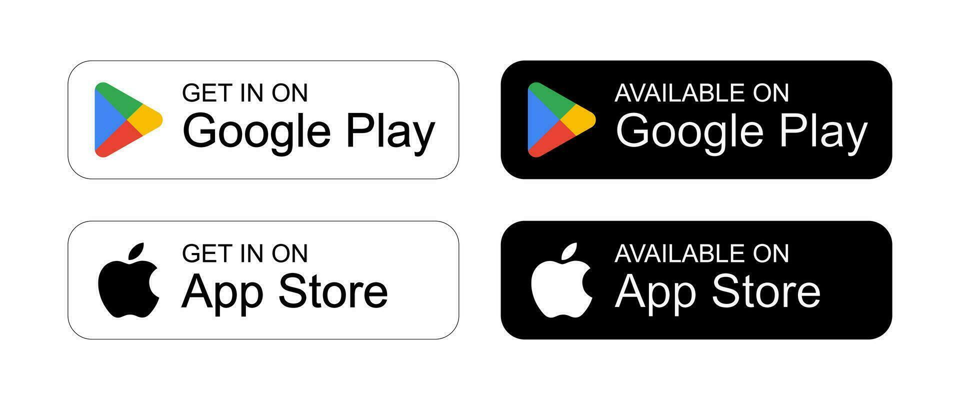 Vetor de App store buttons set. Google Play Store logo.