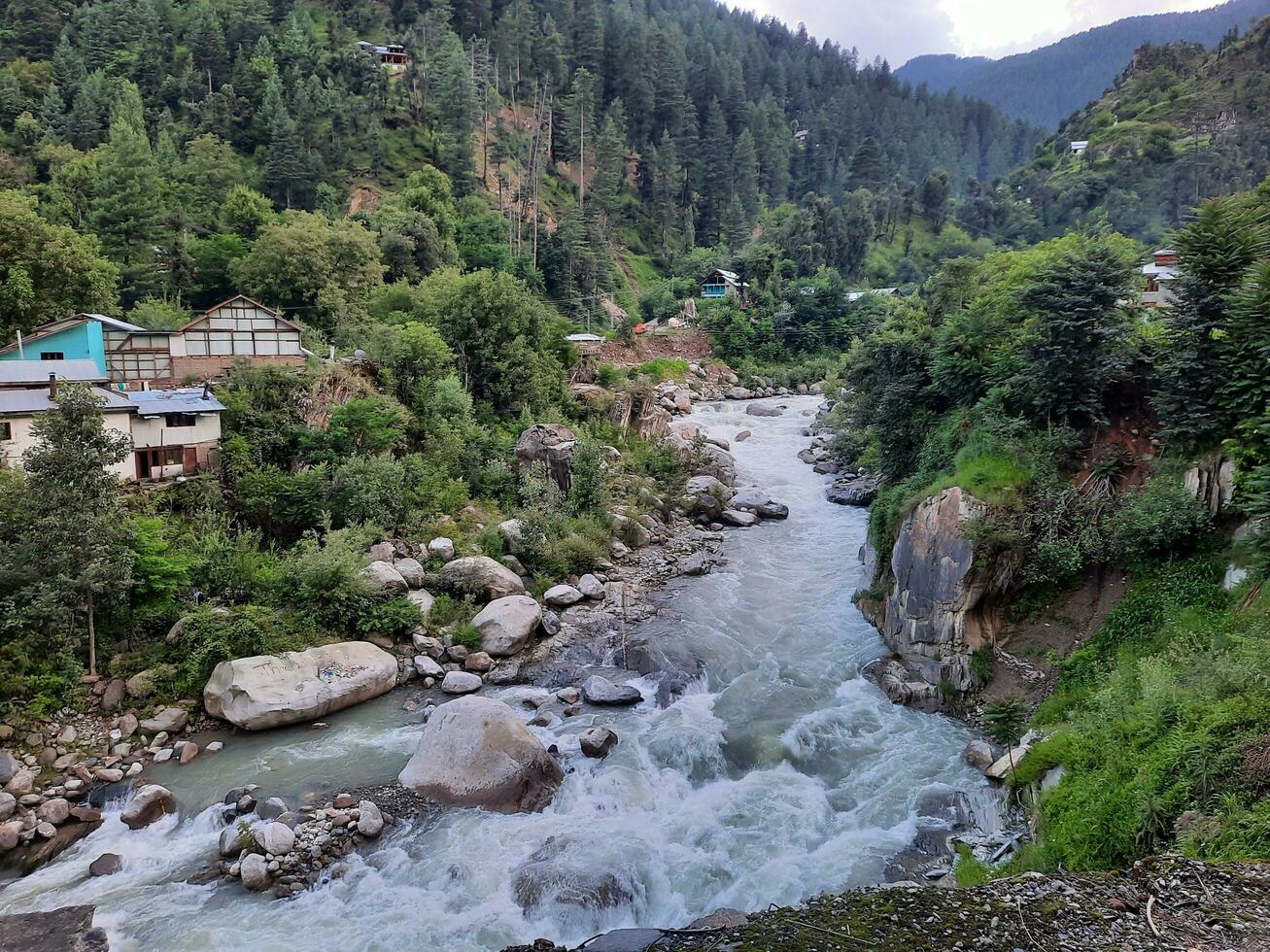 Beautiful day time view of natural beauty of Jagran, Neelum Valley, Kashmir. Jagran, Neelam Valley is famous for its natural beauty. photo