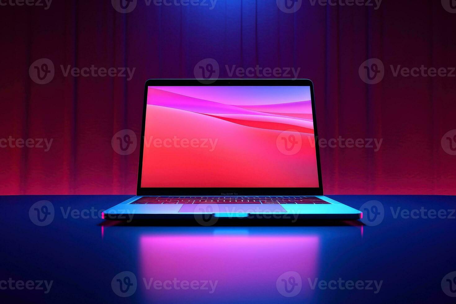 Mockup of beautiful laptop with multicolor background, Generative AI illustration photo