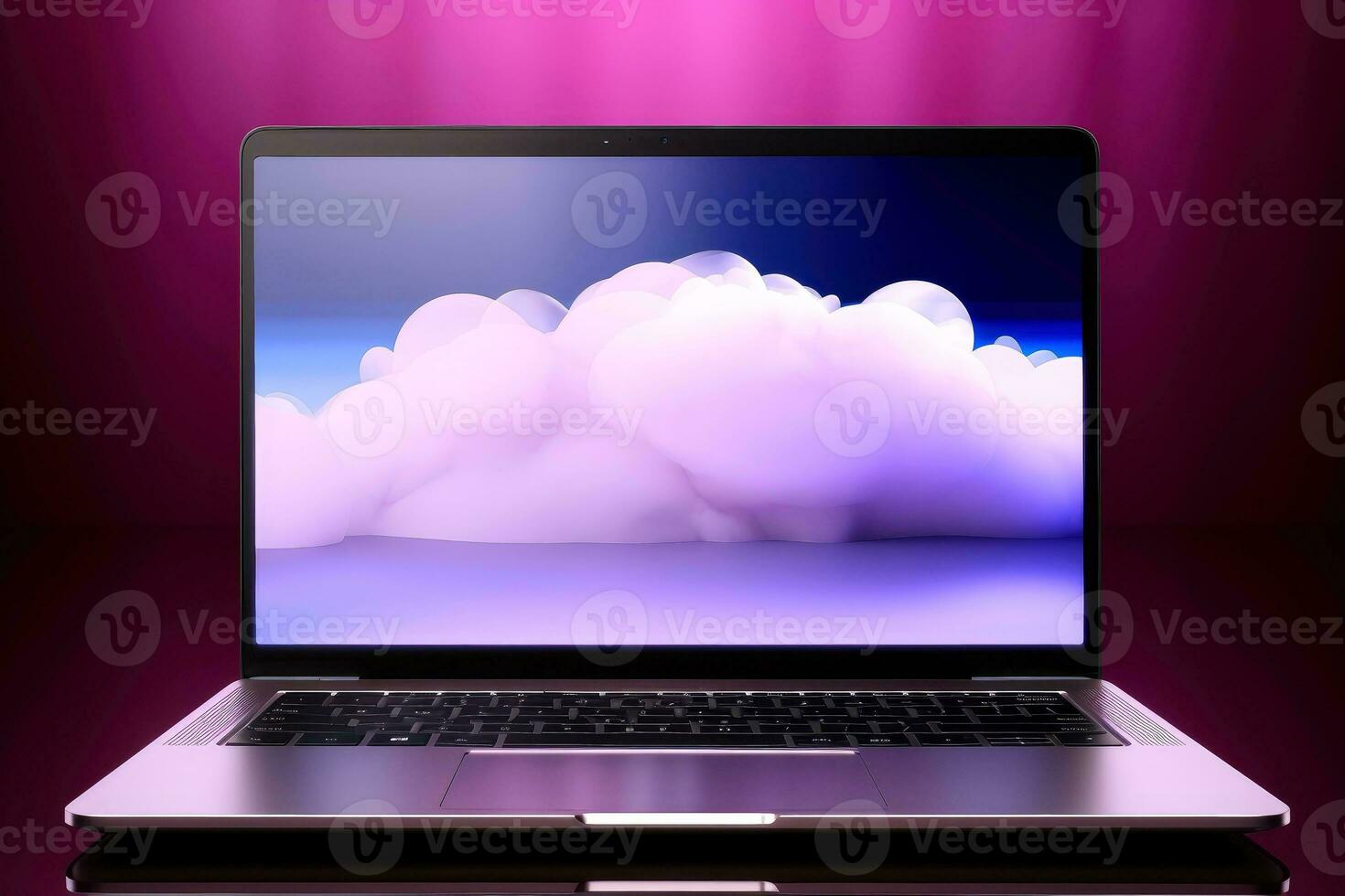 Mockup of beautiful laptop with multicolor background, Generative AI illustration photo