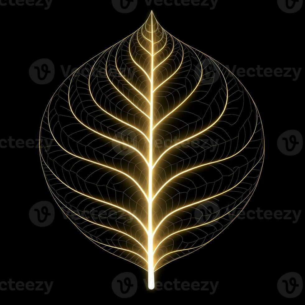 Abstract holographic of leaf multicolor on black background, Generative AI illustration photo