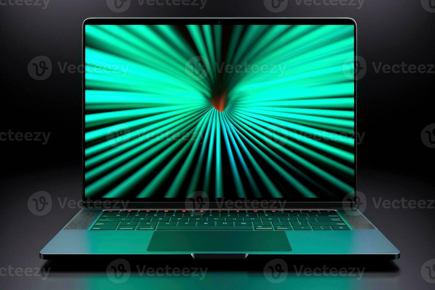 Mockup of beautiful laptop with multicolor background, Generative AI illustration photo