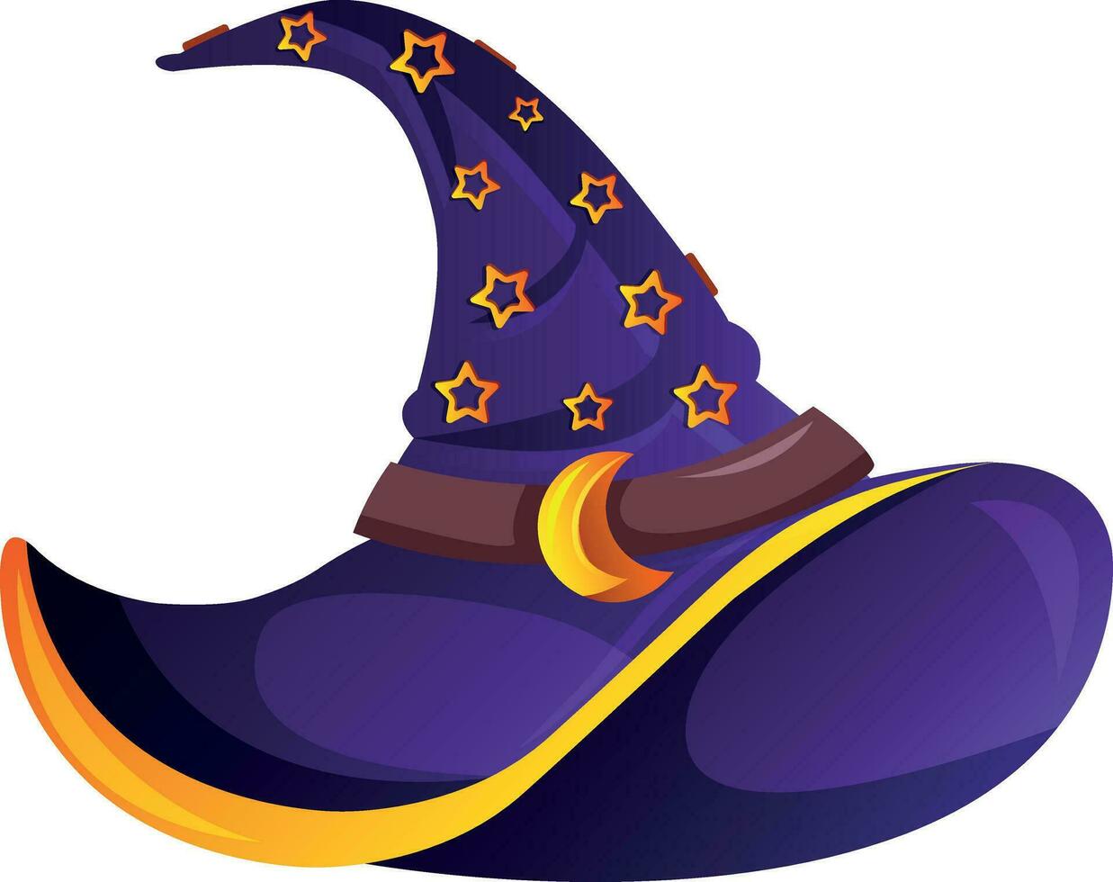 Halloween witch's hat cartoon vector illustration. Magic wizard.  Decoration for Halloween or witchcraft game.