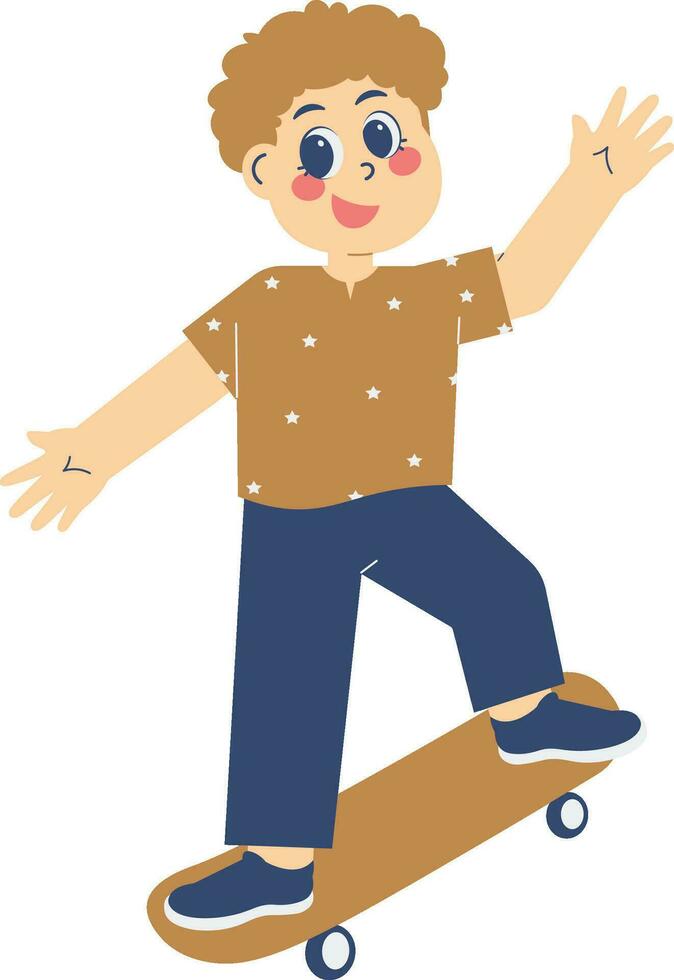 Boy Playing Skateboard In The Park Illustration vector