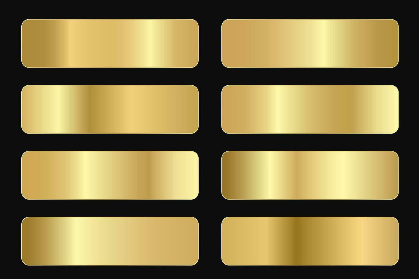 Metal Gold Bronze gradient vector set