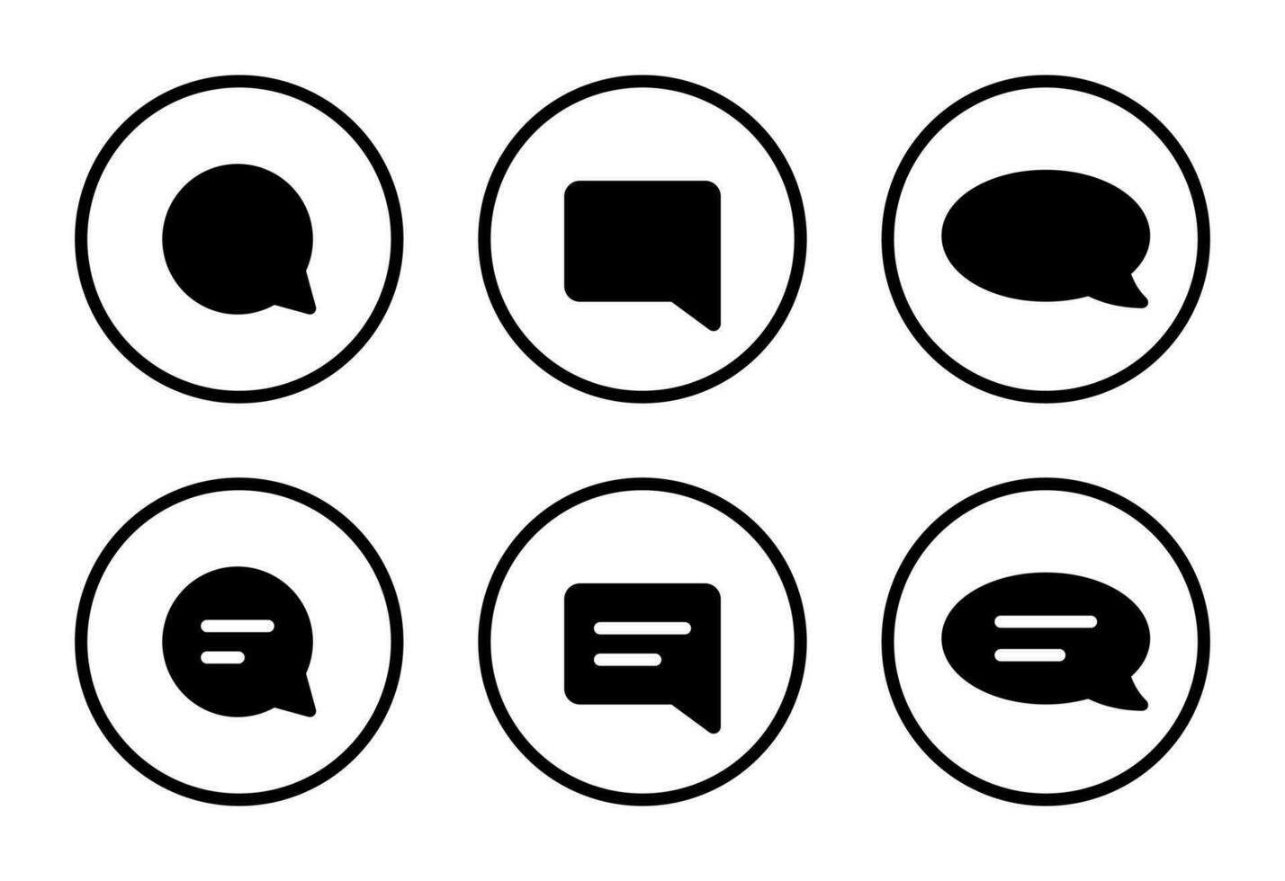 Speech bubble, comment icon vector in circle line. Chat, message communication sign symbol