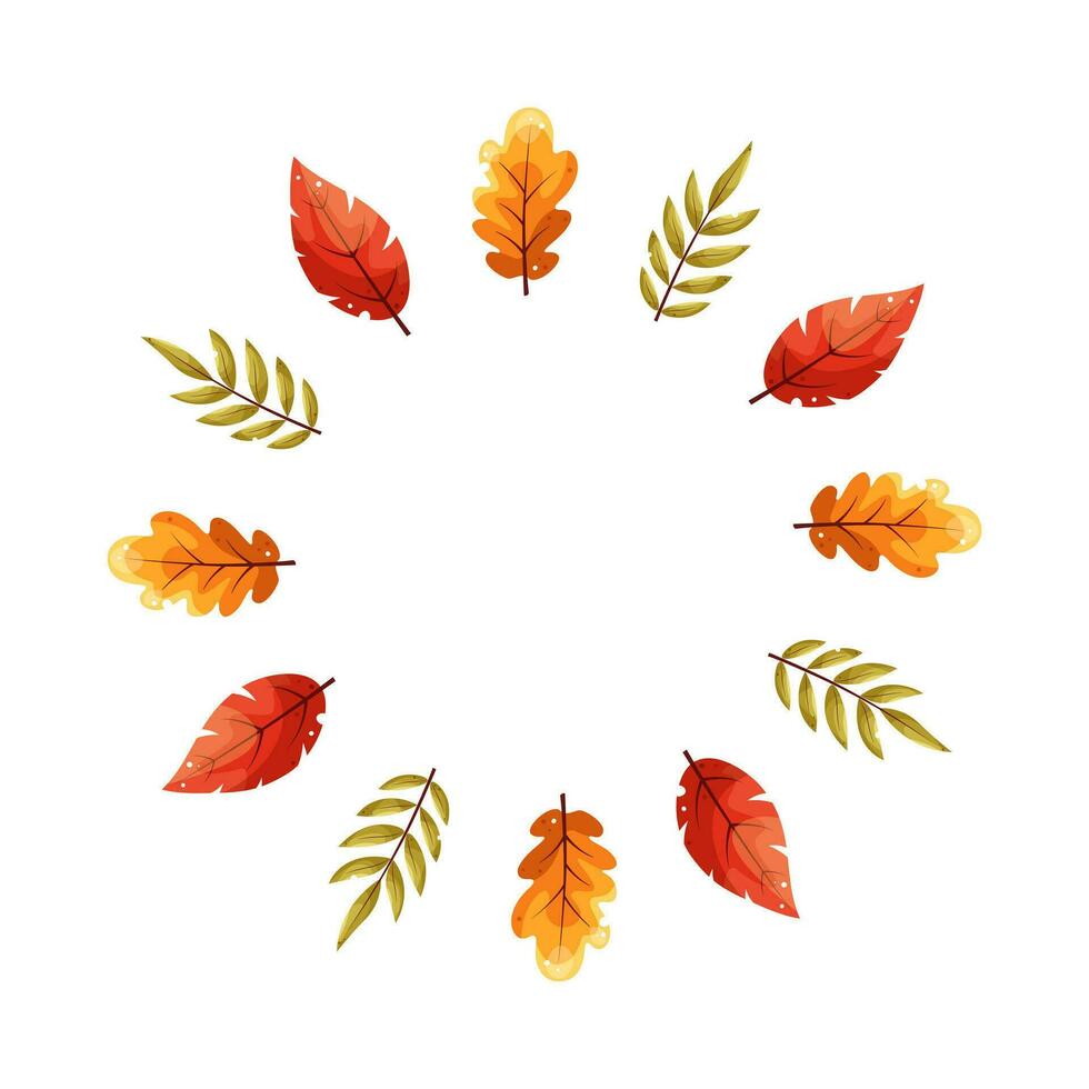 Wreath of autumn leaves. Fall of the leaves. Sketch, design elements. Vector illustration. Design element for poster, web, flyers, invitation, postcard, Happy Thanksgiving day, wedding. Place