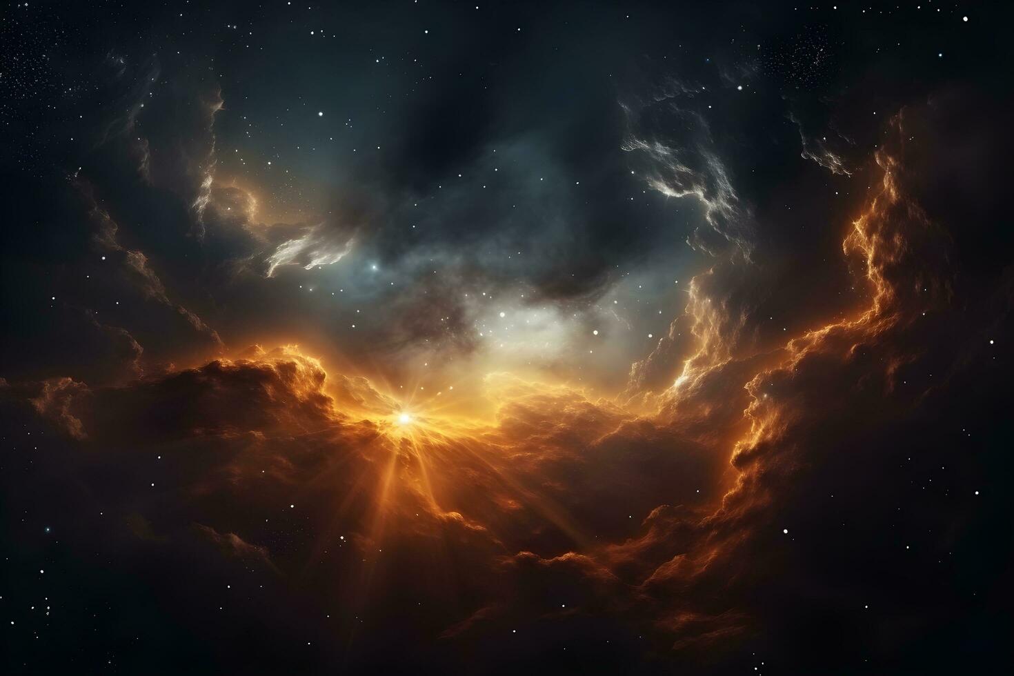 Colorful space galaxy cloud nebula. Stary night cosmos. Universe science astronomy. Supernova background wallpaper. generative ai photo