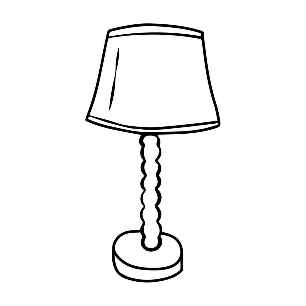 Table lamp, doodle vector illustration. Nightlight sketch drawing