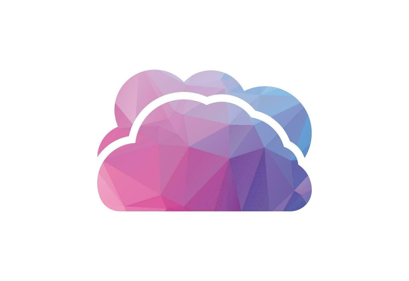 Low Poly and Solid Cloud logo design, Vector design template