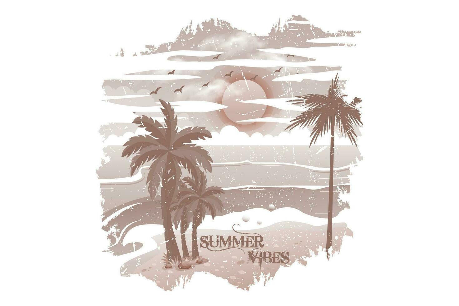 Summer Vibes beach t shirt print illustration vector