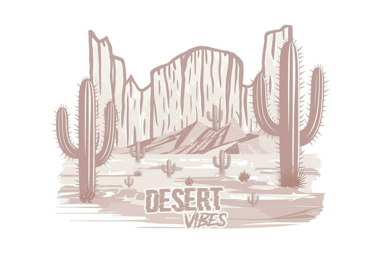 Desert vibes Arizona vintage t shirt print illustration vector