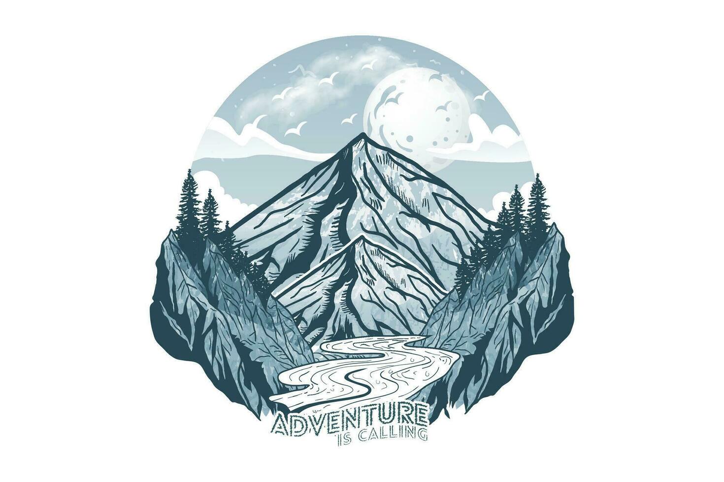 Adventure is calling vintage hand-drawn t shirt print illustration vector