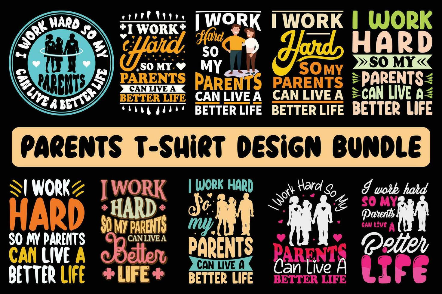 Parents Day t-shirt design bundle, Love my parents gear, Parents Day gift ideas bundle, Family love t-shirt bundle, Mom and Dad appreciation bundle. vector