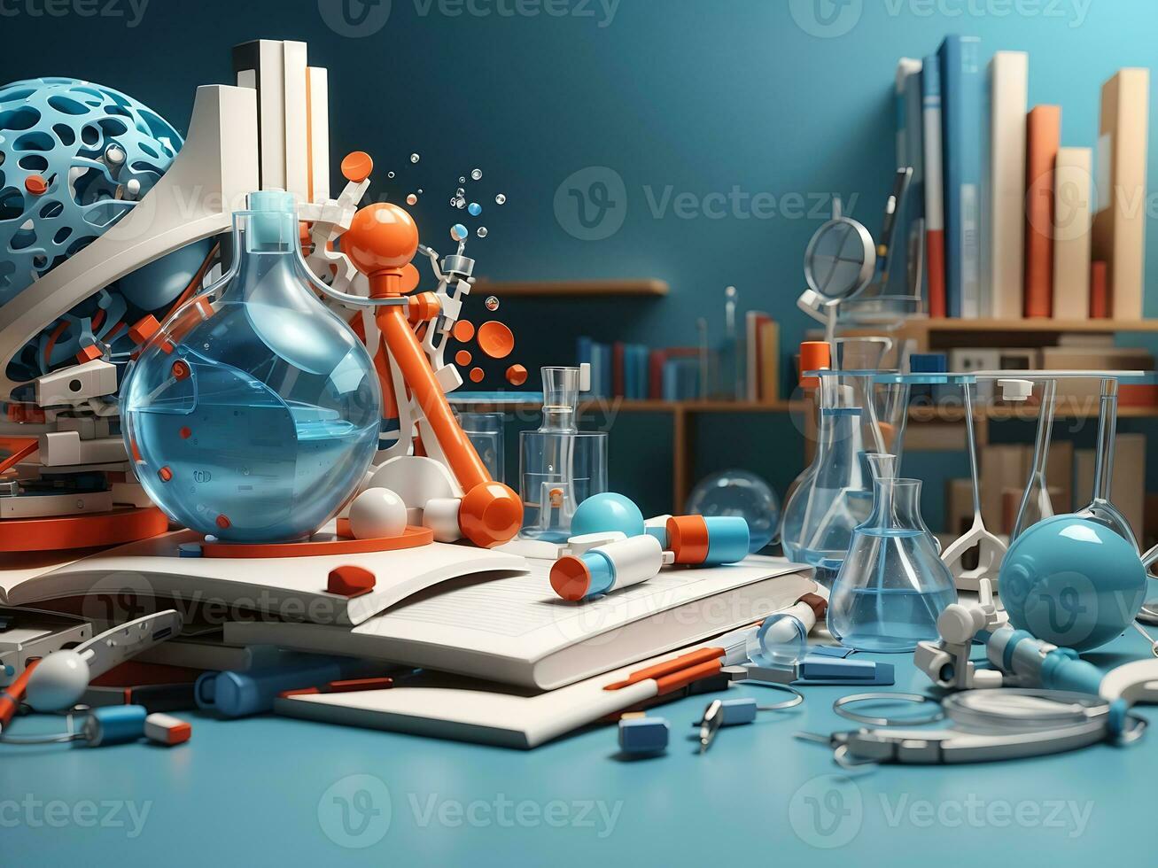 3D Education science and medical abstract background, Generate Ai photo